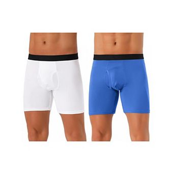 2 pc Men's Lightweight Solid Color Soft Stretch Open-fly Basic Boxer Briefs Set