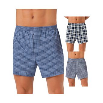 3 pc Men's Casual Elastic Waistband Plaid Pattern Boxer Shorts Set