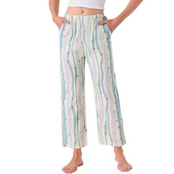 Women's 100% Cotton Pajama Bottoms Printed Loungewear Lightweight Sleep Pants with Pockets