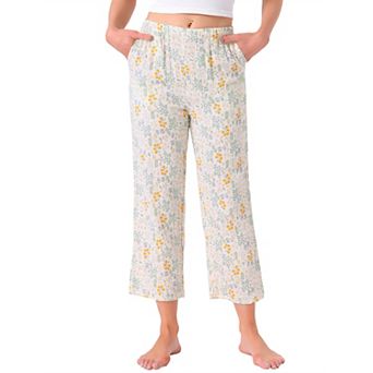 Women's 100% Cotton Pajama Bottoms Printed Loungewear Lightweight Sleep Pants with Pockets