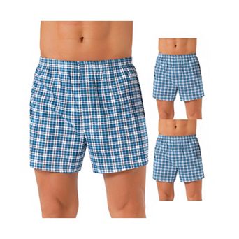 3 pc Men's Classic Elastic Waistband Plaid Pattern Boxer Shorts Set