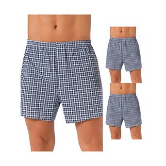 3 pc Men's Classic Elastic Waistband Plaid Pattern Boxer Shorts Set