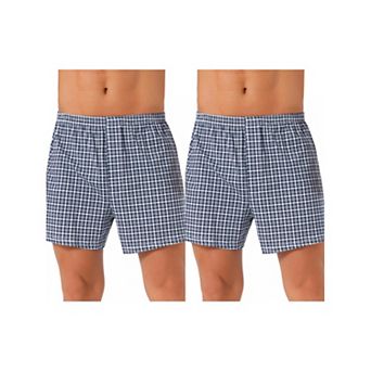 2 pc Men's Casual Elastic Waistband Plaid Pattern Boxer Shorts Set