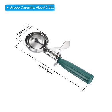 2.6 Ounce Ice Cream Scoop with Trigger, Stainless Steel Portion Cookie Scoop with Thumb Trigger