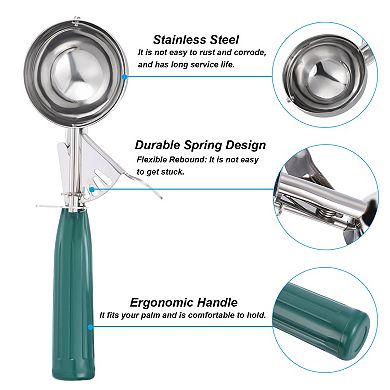 2.6 Ounce Ice Cream Scoop with Trigger, Stainless Steel Portion Cookie Scoop with Thumb Trigger