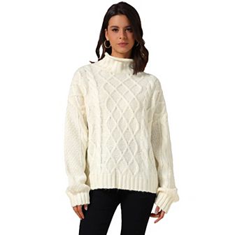 Women's Turtleneck Oversize Solid Color Knit Sweater