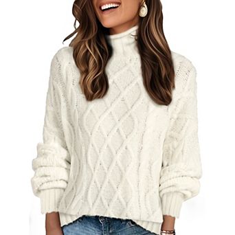 Women's Turtleneck Oversize Solid Color Knit Sweater