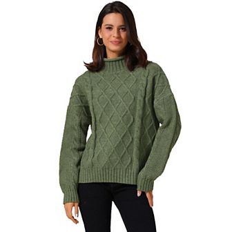 Women's Turtleneck Oversize Solid Color Knit Sweater