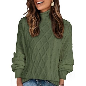 Women's Turtleneck Oversize Solid Color Knit Sweater