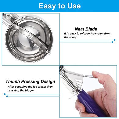 3/4 Ounce Ice Cream Scoop with Trigger, Stainless Steel Portion Cookie Scoop with Thumb Trigger