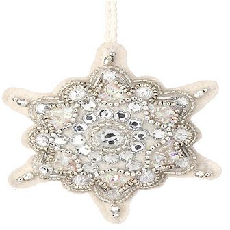 3.5" Embroidered Jewel Snowflake Ornament - Elegant Christmas Decor
