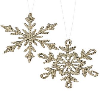 6" Jewel Beaded Snowflake Ornaments - Set Of 2 Assorted Elegant Christmas Decorations
