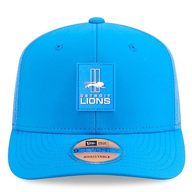 Men's New Era Blue Detroit Lions 2025 Sideline Throwback 9SEVENTY Trucker Adjustable Hat