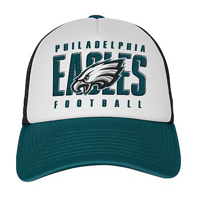 Youth White/Midnight Green Philadelphia Eagles Essentials Trucker Adjustable Hat
