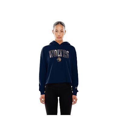 Women's New Era Navy Minnesota Timberwolves Glam Game Open Back Hoodie