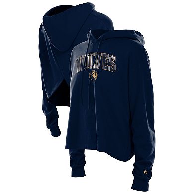 Women's New Era Navy Minnesota Timberwolves Glam Game Open Back Hoodie