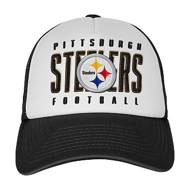Youth White/Black Pittsburgh Steelers Essentials Trucker Adjustable Hat