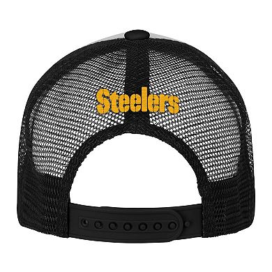 Youth White/Black Pittsburgh Steelers Essentials Trucker Adjustable Hat