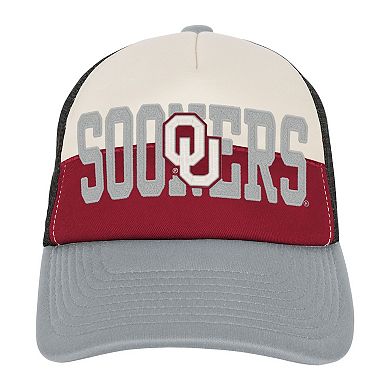 Youth Outerstuff Crimson/Cream Oklahoma Sooners Modern Fan Trucker Adjustable Hat