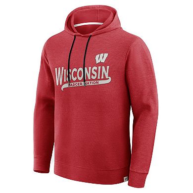 Men's Fanatics Red Wisconsin Badgers Hometown Premium Huddle Up Long Sleeve Hoodie T-Shirt