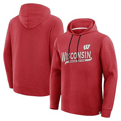 Men's Fanatics Red Wisconsin Badgers Hometown Premium Huddle Up Long Sleeve Hoodie T-Shirt