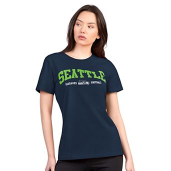 Women's G-III 4Her by Carl Banks Navy Seattle Seahawks Super-Slim Lightweight Winning Crew T-Shirt