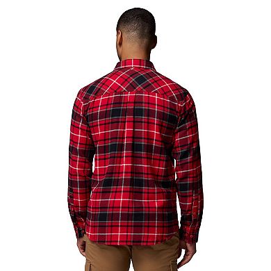Men's Columbia Red Wisconsin Badgers Flare Gun Omni-Wick Flannel Long Sleeve Button-Up Shirt
