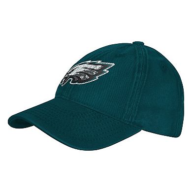 Girls Youth Outerstuff Midnight Green Philadelphia Eagles Gridiron Adjustable Hat