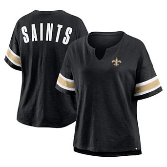 Women's Fanatics Black New Orleans Saints Plus Size Redzone Notch Neck T-Shirt