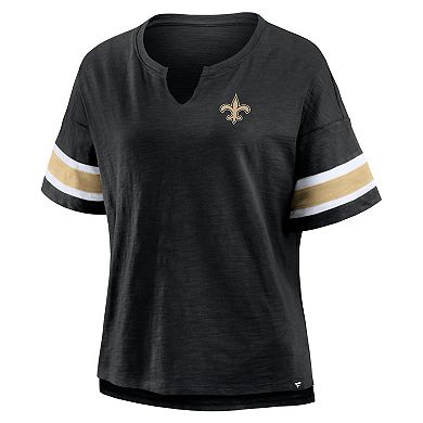 Women's Fanatics Black New Orleans Saints Plus Size Redzone Notch Neck T-Shirt