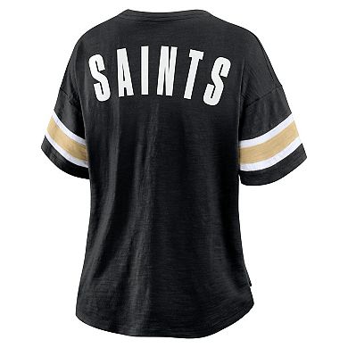 Women's Fanatics Black New Orleans Saints Plus Size Redzone Notch Neck T-Shirt