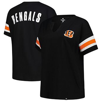 Women's Fanatics Black Cincinnati Bengals Plus Size Redzone Notch Neck T-Shirt