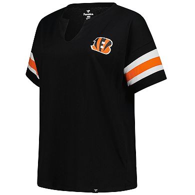 Women's Fanatics Black Cincinnati Bengals Plus Size Redzone Notch Neck T-Shirt