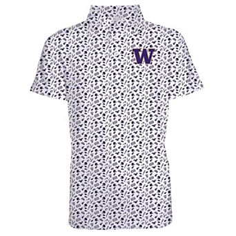 Toddler Garb White/Purple Washington Huskies Tom Allover Print Performance Polo