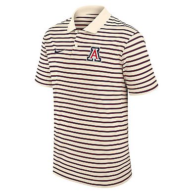 Men's Nike Tan Arizona Wildcats Solid Foundation Striped Performance Polo