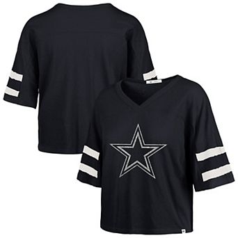 Women's '47 Navy Dallas Cowboys Premier Scout Cropped V-Neck T-Shirt