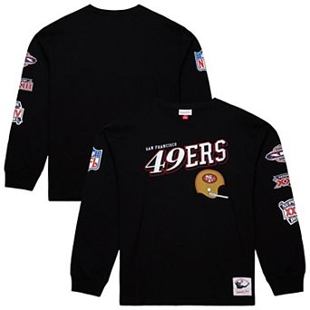 Men's Mitchell & Ness Black San Francisco 49ers Training Camp Vintage Logos Long Sleeve T-Shirt