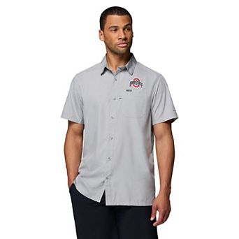 Men's Columbia Gray Ohio State Buckeyes Slack Tide Camp Button-Up Shirt