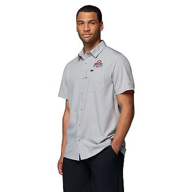 Men's Columbia Gray Ohio State Buckeyes Slack Tide Camp Button-Up Shirt