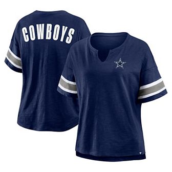 Women's Fanatics Navy Dallas Cowboys Plus Size Redzone Notch Neck T-Shirt