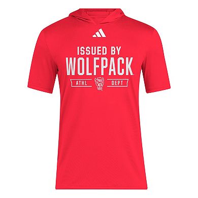 Men's adidas Red NC State Wolfpack 2025 AREOREADY Sideline Training Hooded T-Shirt