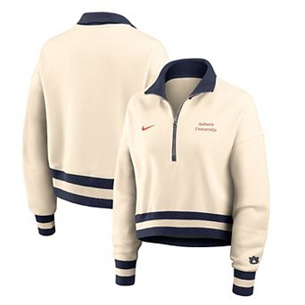 Women's Nike Cream Auburn Tigers Oversized Legacy Cropped Half-Zip Sweatshirt