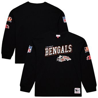 Men's Mitchell & Ness Black Cincinnati Bengals Training Camp Vintage Logos Long Sleeve T-Shirt