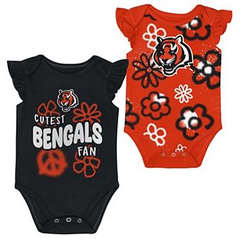 Girls Newborn & Infant Outerstuff Black/Orange Cincinnati Bengals The Sunshine Two-Piece Bodysuit Set