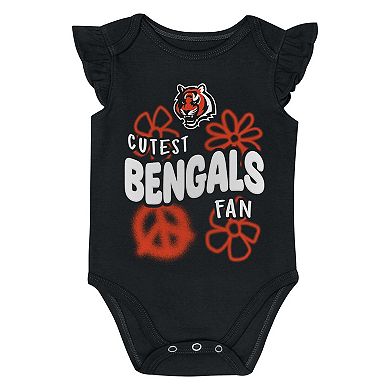 Girls Newborn & Infant Outerstuff Black/Orange Cincinnati Bengals The Sunshine Two-Piece Bodysuit Set