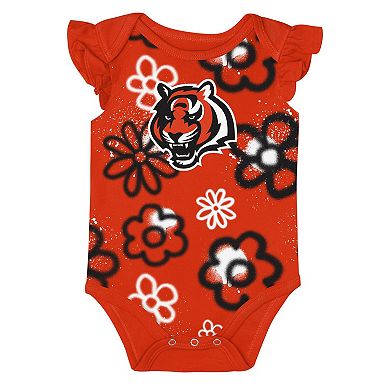 Girls Newborn & Infant Outerstuff Black/Orange Cincinnati Bengals The Sunshine Two-Piece Bodysuit Set