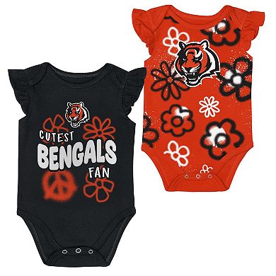 Girls Newborn & Infant Outerstuff Black/Orange Cincinnati Bengals The Sunshine Two-Piece Bodysuit Set