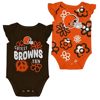Girls Newborn & Infant Outerstuff Brown/Orange Cleveland Browns The Sunshine Two-Piece Bodysuit Set