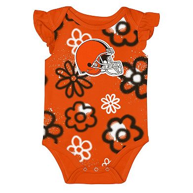 Girls Newborn & Infant Outerstuff Brown/Orange Cleveland Browns The Sunshine Two-Piece Bodysuit Set