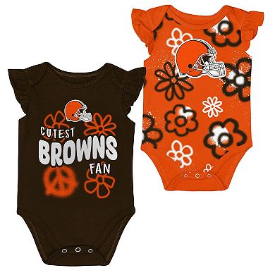 Girls Newborn & Infant Outerstuff Brown/Orange Cleveland Browns The Sunshine Two-Piece Bodysuit Set